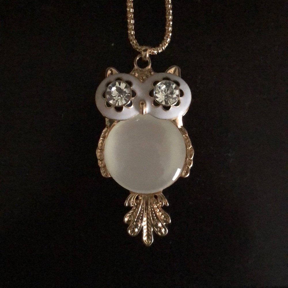 Gold Owl Necklace on Heavy Gold Chain